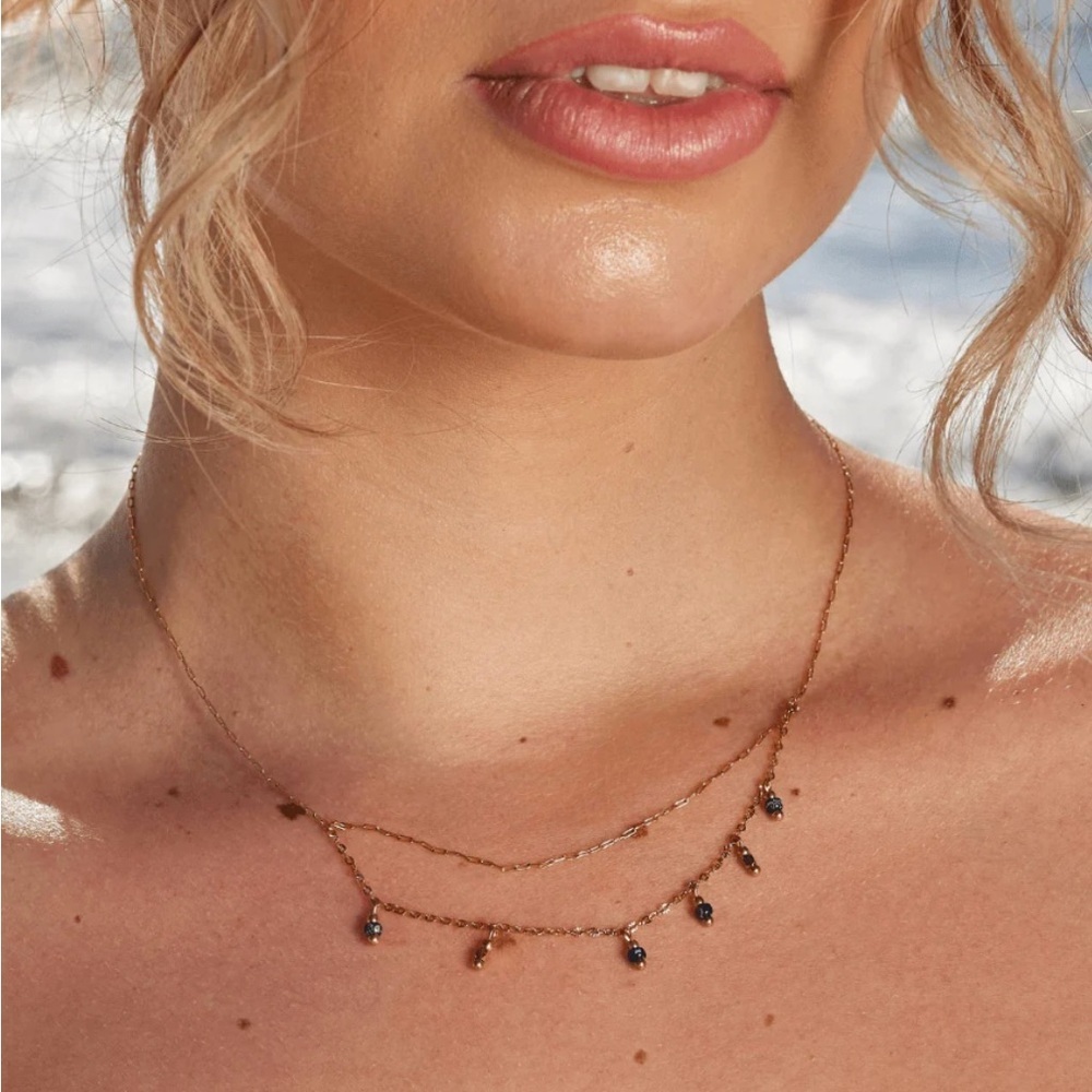 Delicate Shiny Colored Stone *Tassel Chain* Necklace